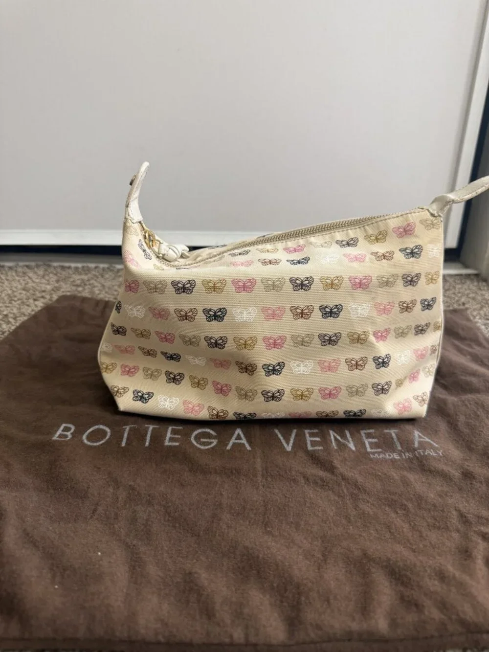 Bottega Veneta Butterfly Print Zip Pouch